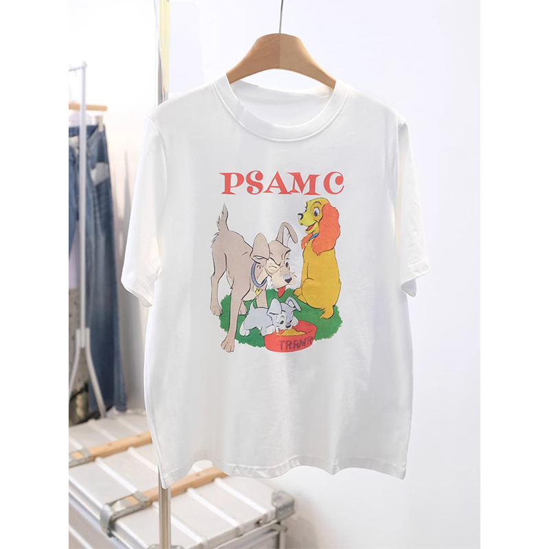 Dog large yard Korean style pure cotton T-shirt for women