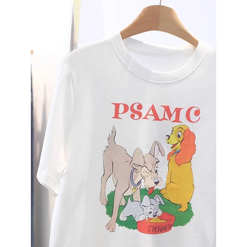 Dog large yard Korean style pure cotton T-shirt for women