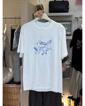 Printing pure cotton Korean style short sleeve T-shirt