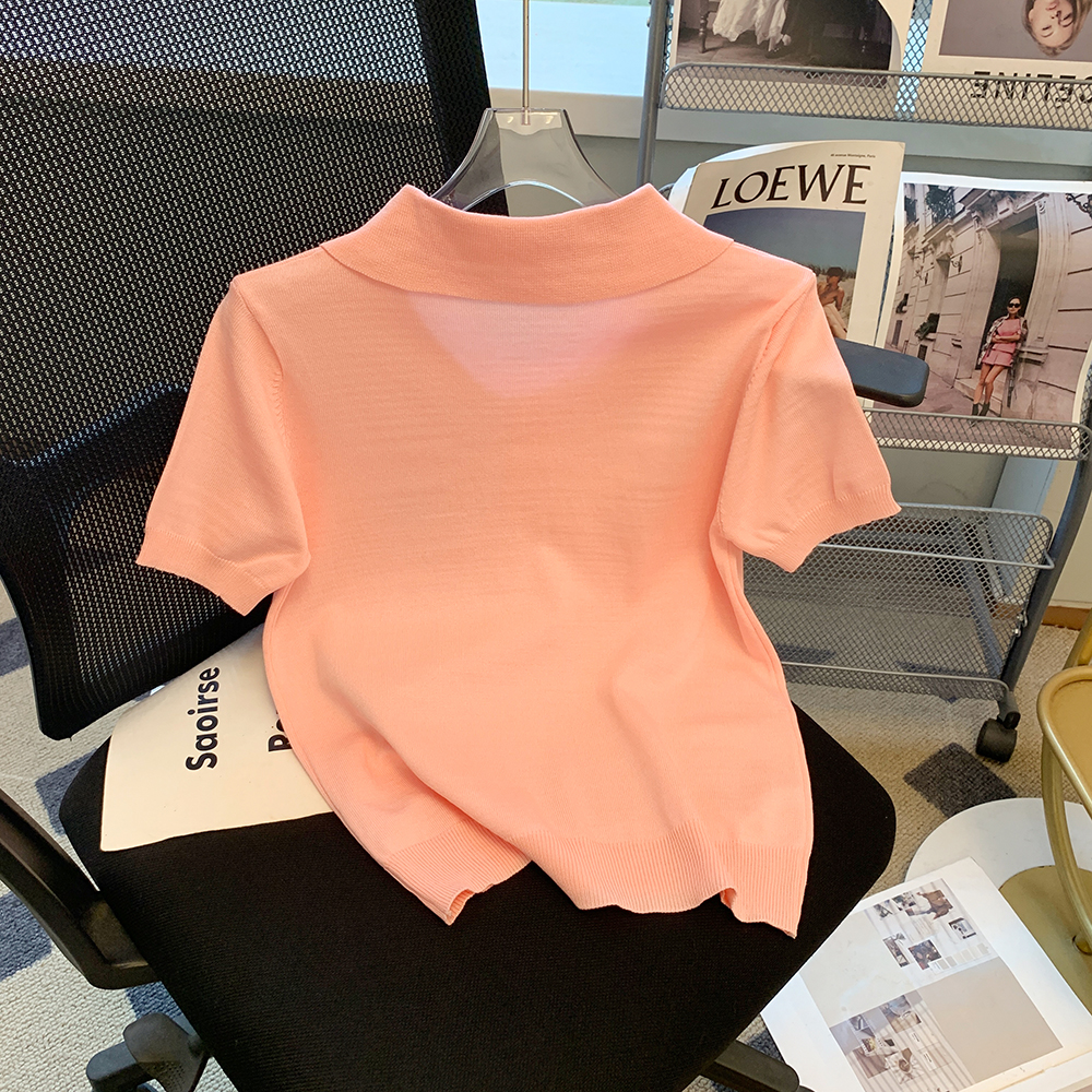 Pink commuting T-shirt fashion college style tops for women