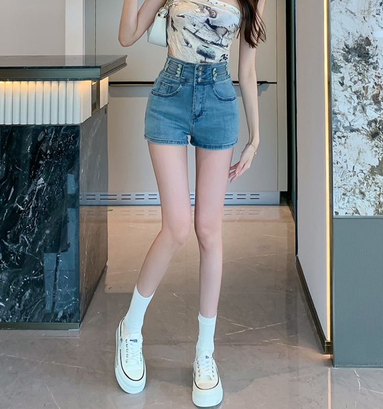 Korean style washed shorts summer slim short jeans for women