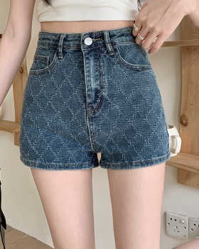 High waist summer shorts jacquard short jeans