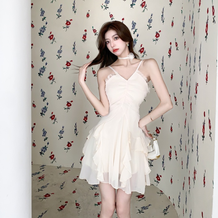 Summer high waist slim V-neck enticement dress for women