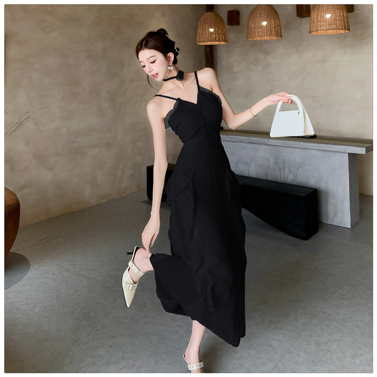 Temperament slim niche long dress sling summer dress