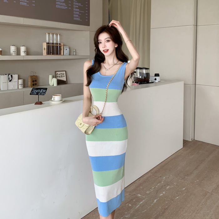 Mixed colors dress romantic long dress for women