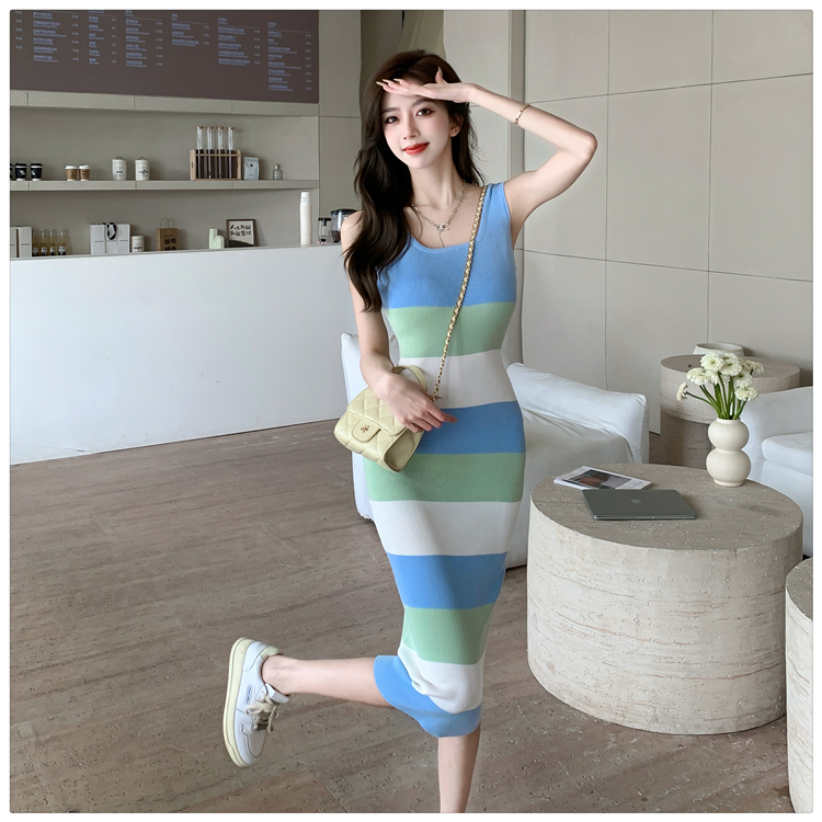 Mixed colors dress romantic long dress for women