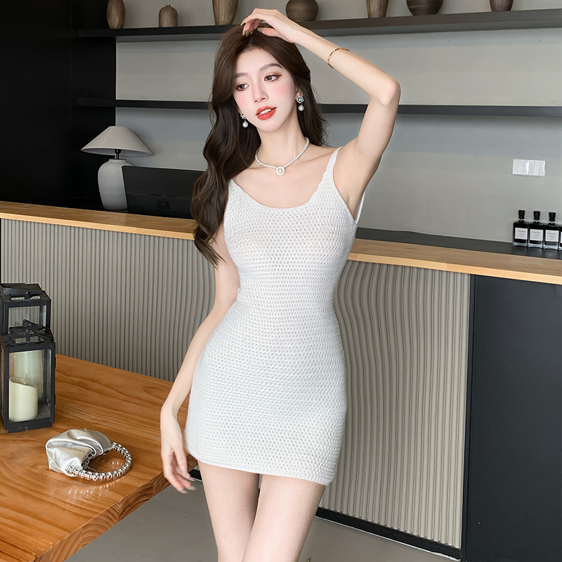 Knitted sexy vest France style T-back for women