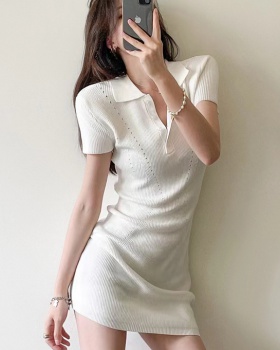 Knitted ladies dress package hip T-shirt for women