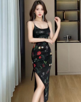 France style small sling floral dress for women