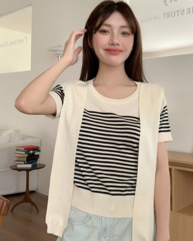 Knitted Casual bottoming shirt Korean style T-shirt