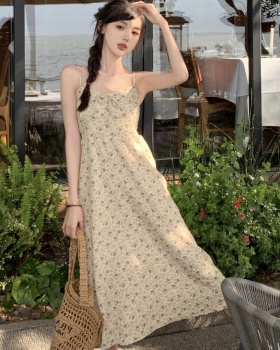 Sling slim floral fashionable France style temperament dress