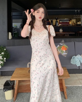 Floral tender summer puff sleeve France style dress
