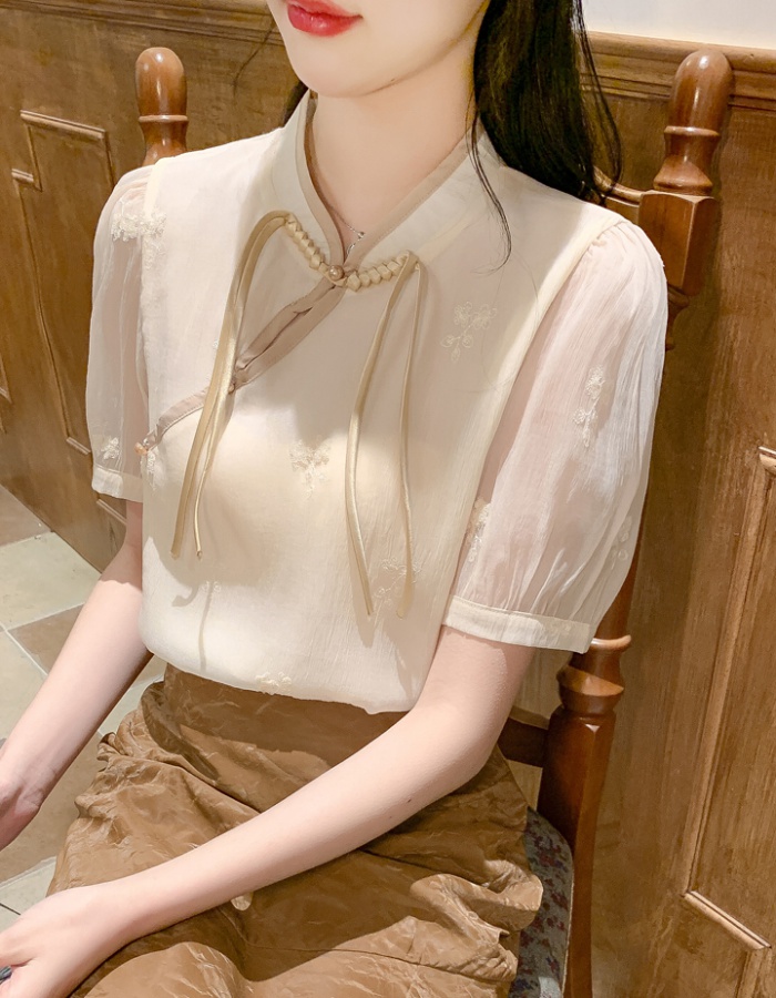 Summer France style cheongsam retro tops for women