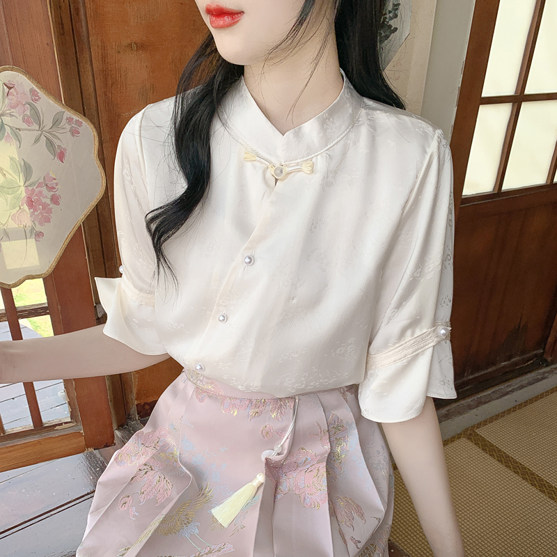 Summer short sleeve chiffon shirt retro tops