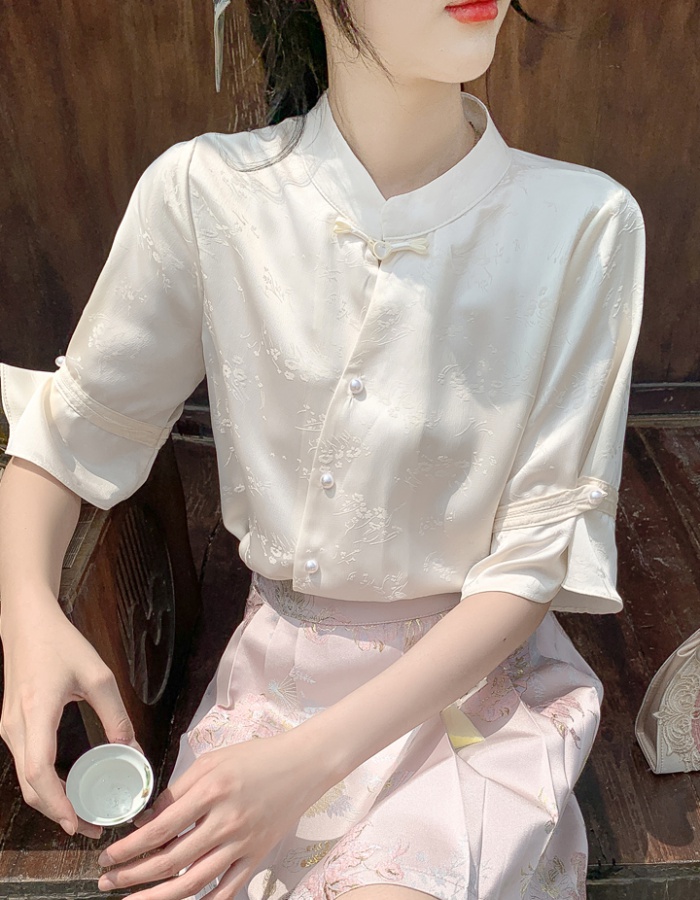 Summer short sleeve chiffon shirt retro tops