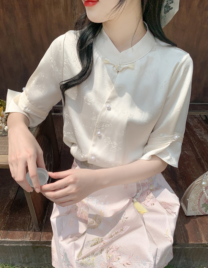 Summer short sleeve chiffon shirt retro tops