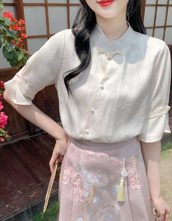 Summer short sleeve chiffon shirt retro tops