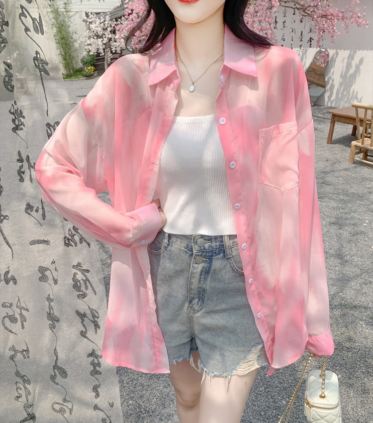 Western style summer long loose shirt for women