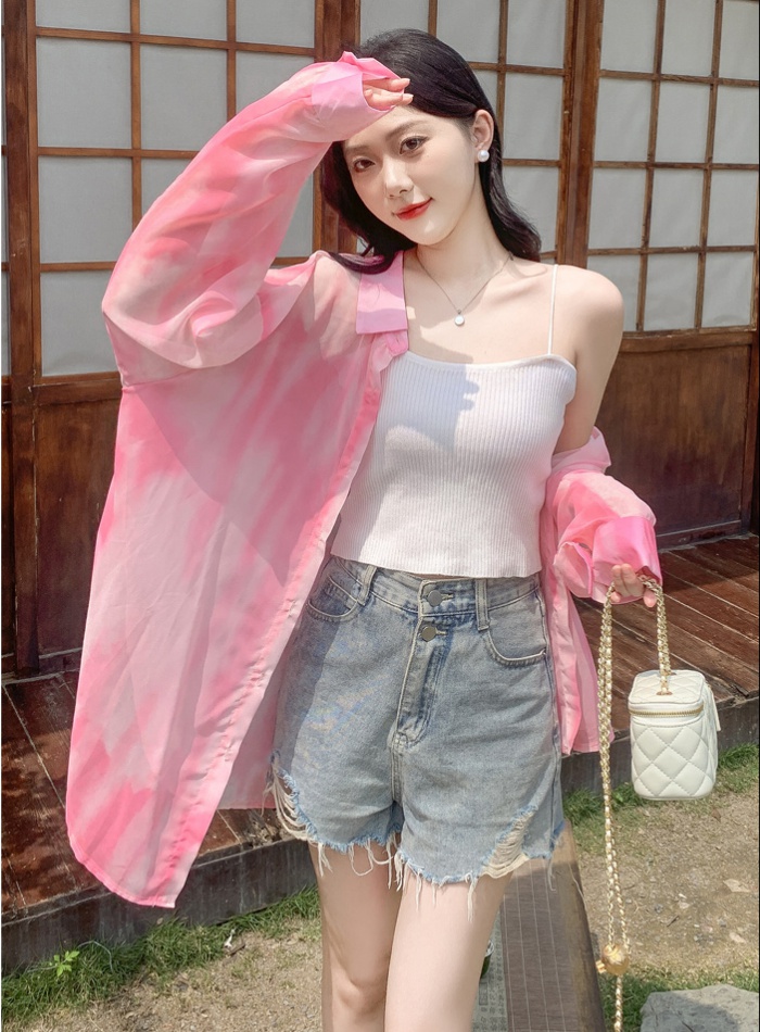 Western style summer long loose shirt for women