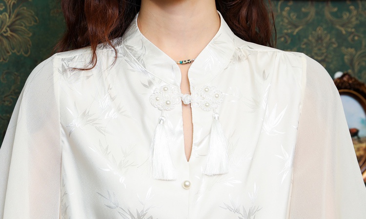 Summer Chinese style shirt light satin tops