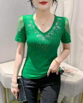 Korean style summer T-shirt slim V-neck small shirt