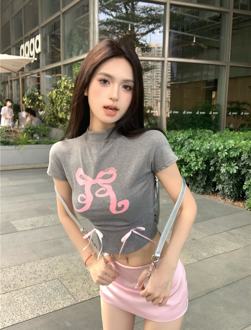 Printing sweetheart T-shirt slim summer tops for women