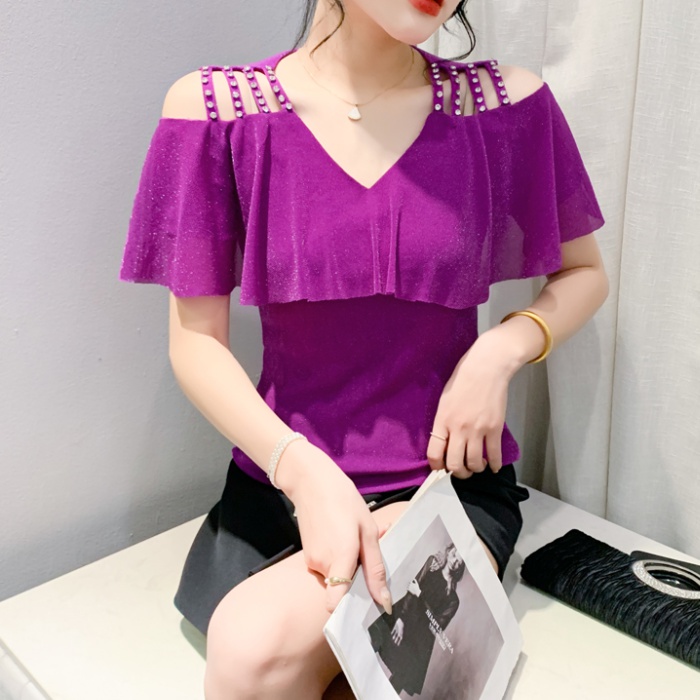 Gauze large yard tops strapless diamond T-shirt