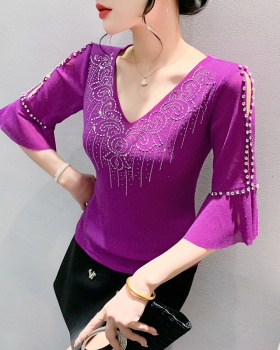 Strapless diamond unique tops Western style T-shirt for women