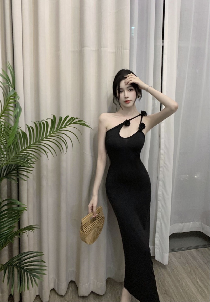 Slim sexy dress pinched waist sling long dress