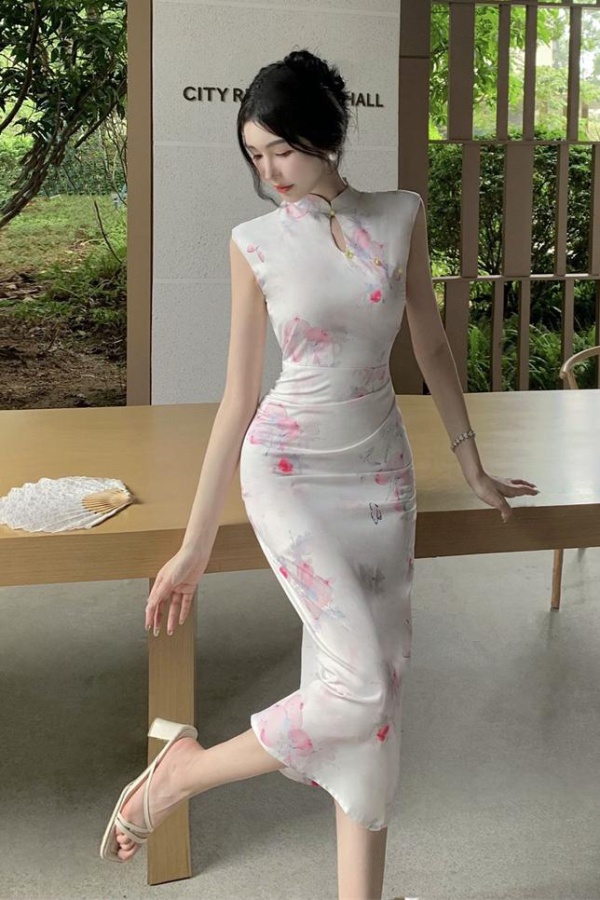 Summer after the split long dress package hip cheongsam