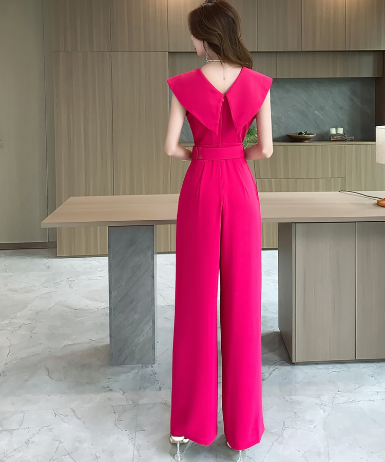 Slim summer jumpsuit pinched waist long pants