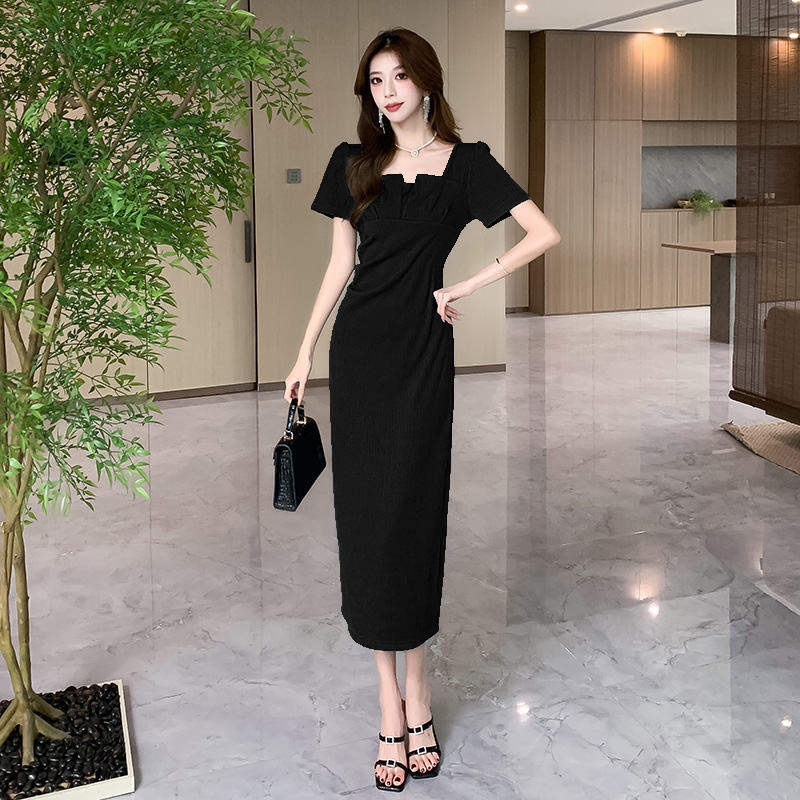 Temperament fashion long dress package hip elasticity dress