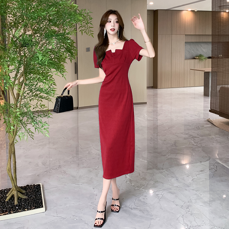 Temperament fashion long dress package hip elasticity dress