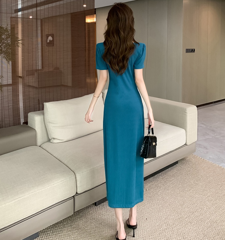 Temperament fashion long dress package hip elasticity dress