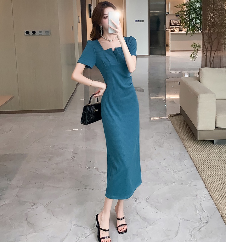 Temperament fashion long dress package hip elasticity dress