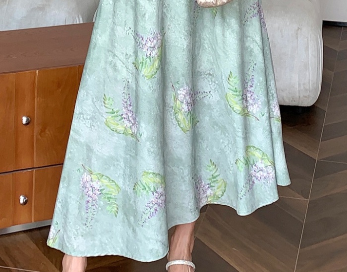 Retro floral long dress temperament dress for women