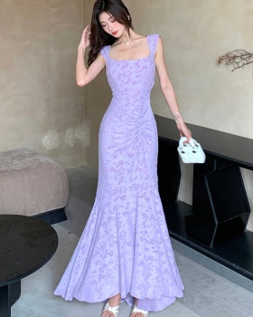 Slim summer Casual long dress purple sleeveless dress