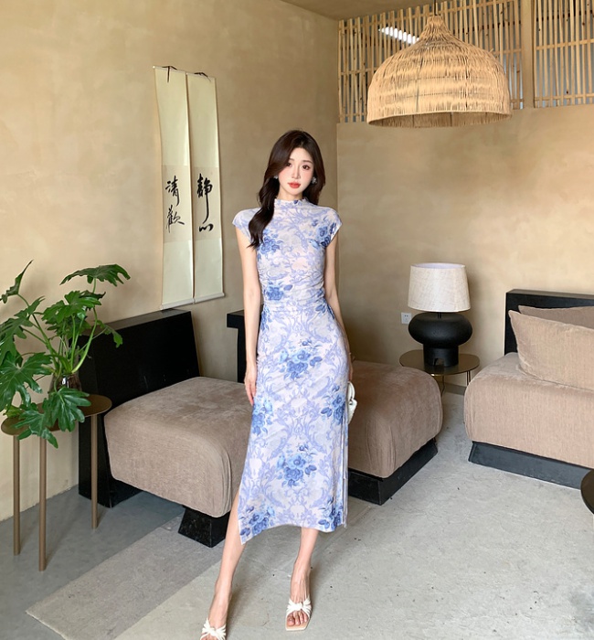 Chinese style blooming dress summer cheongsam for women