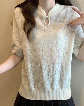 Thin summer Chinese style sweater slim ice silk T-shirt for women