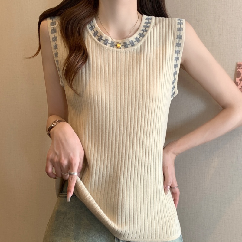 Ice silk summer knitted mixed colors sling thin vest