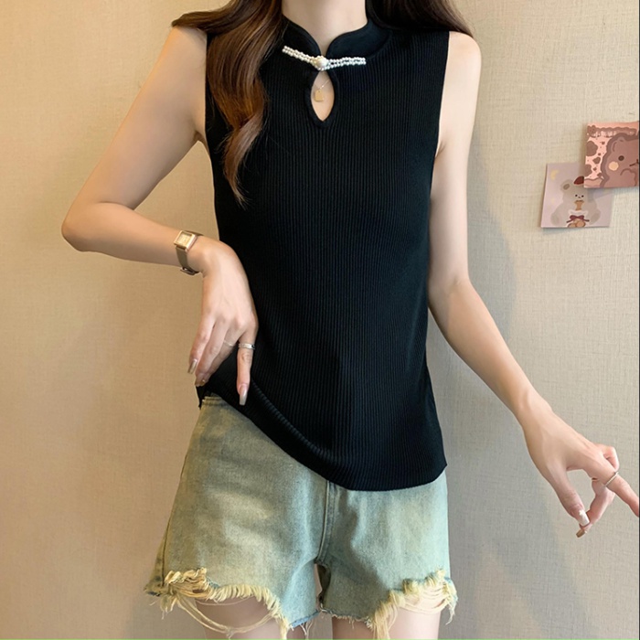 Ice silk thin knitted summer Chinese style sling vest