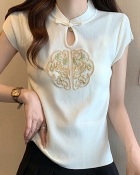 Summer knitted ice silk Chinese style thin mixed colors T-shirt