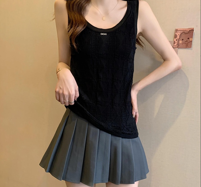 Sling splice ice silk knitted summer organza thin vest