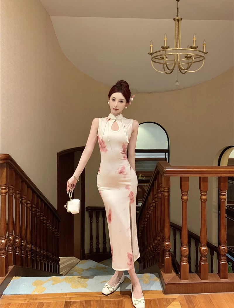 Slim sexy split dress Chinese style colors cheongsam