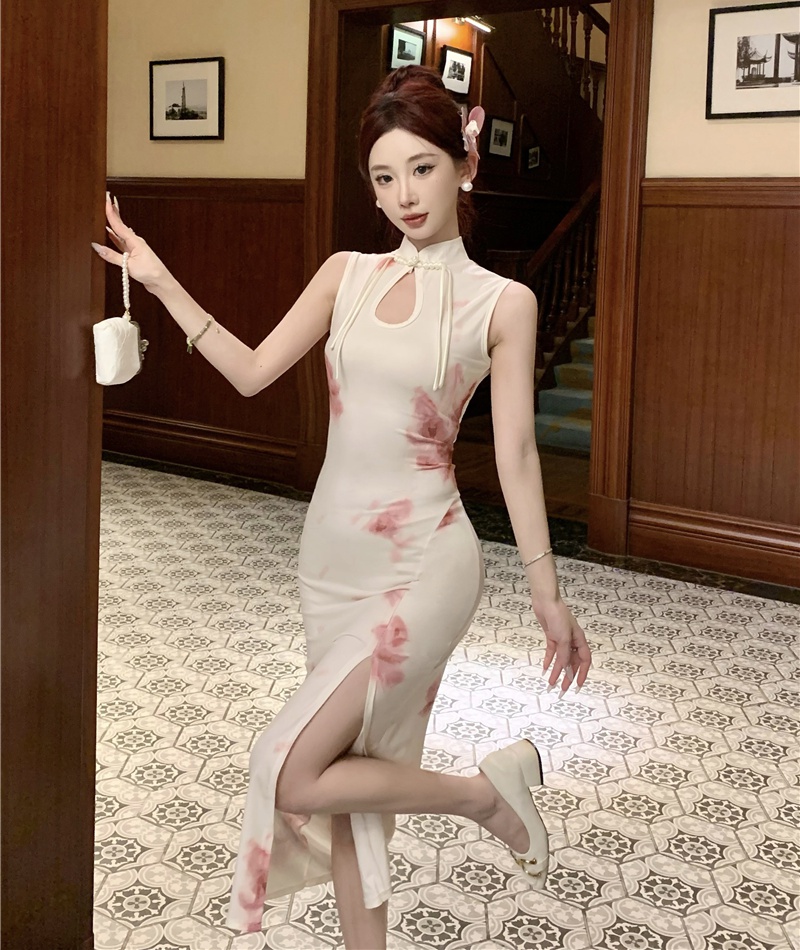 Slim sexy split dress Chinese style colors cheongsam