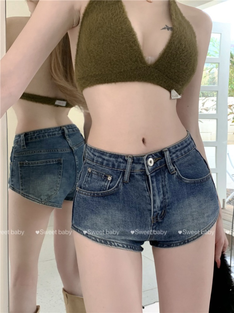 Korean style jeans high waist shorts for women