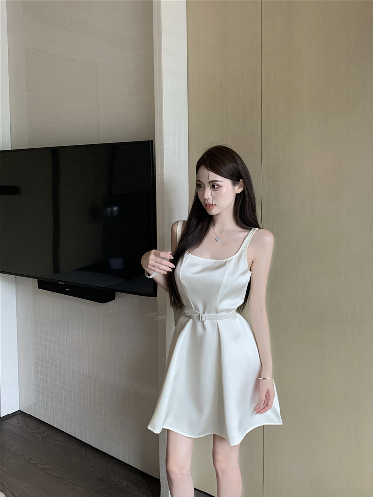 Simple all-match high waist spicegirl A-line dress