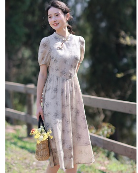 Printing short sleeve summer dress for women