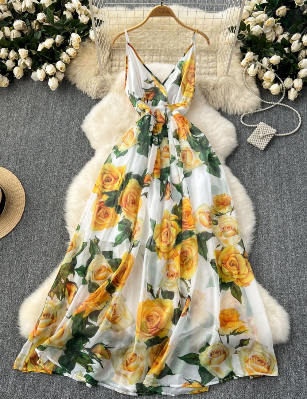 Vacation dress chiffon long dress for women