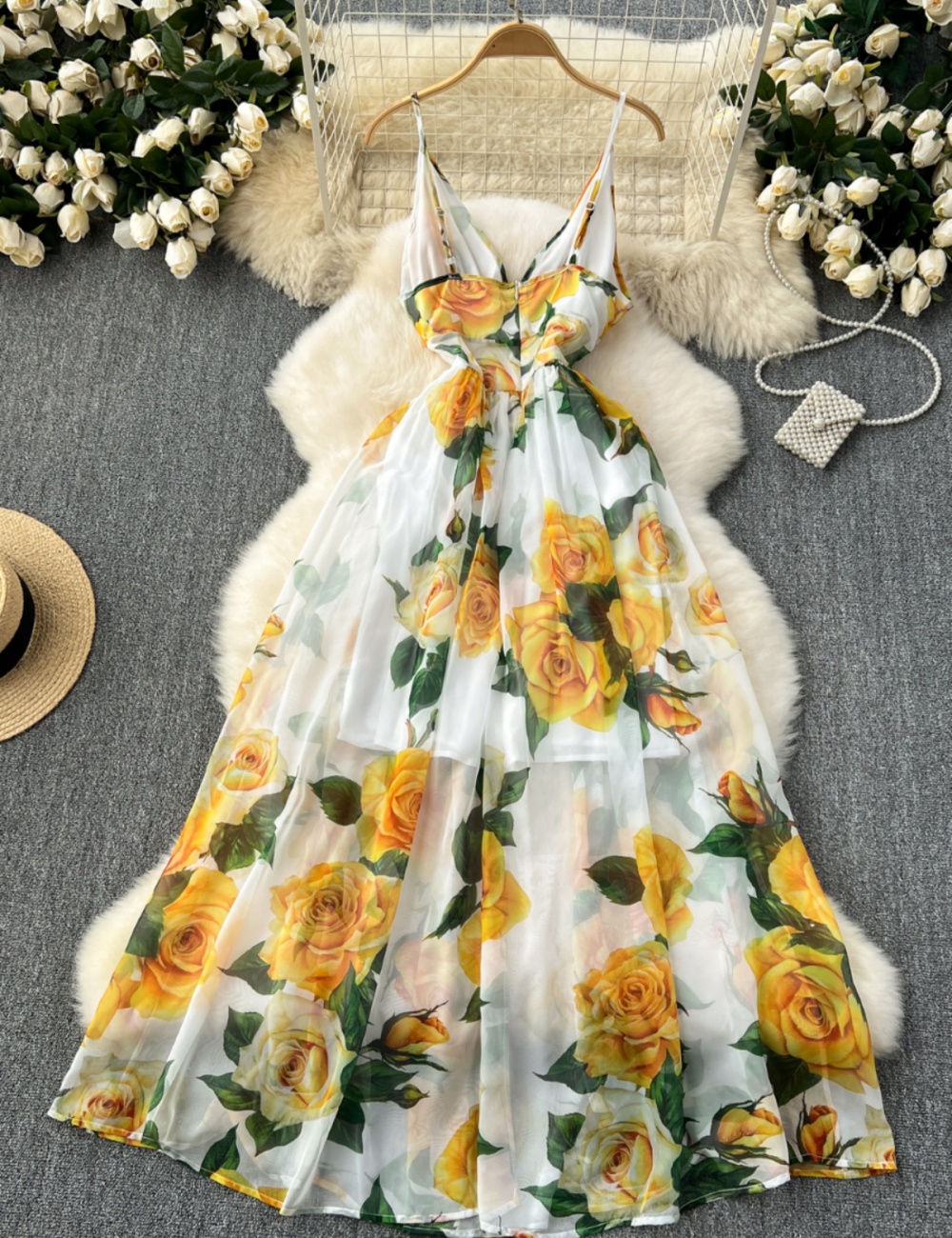 Vacation dress chiffon long dress for women